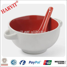 450ml Color Glazed Soup Bowl com duas alças